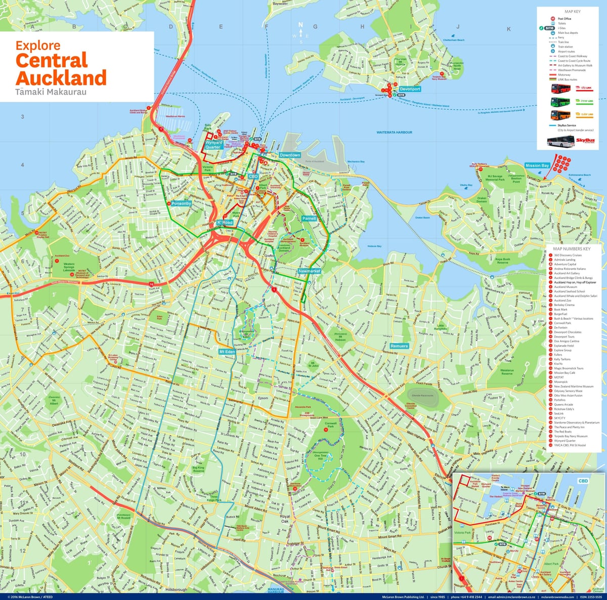 kart over Auckland cbd