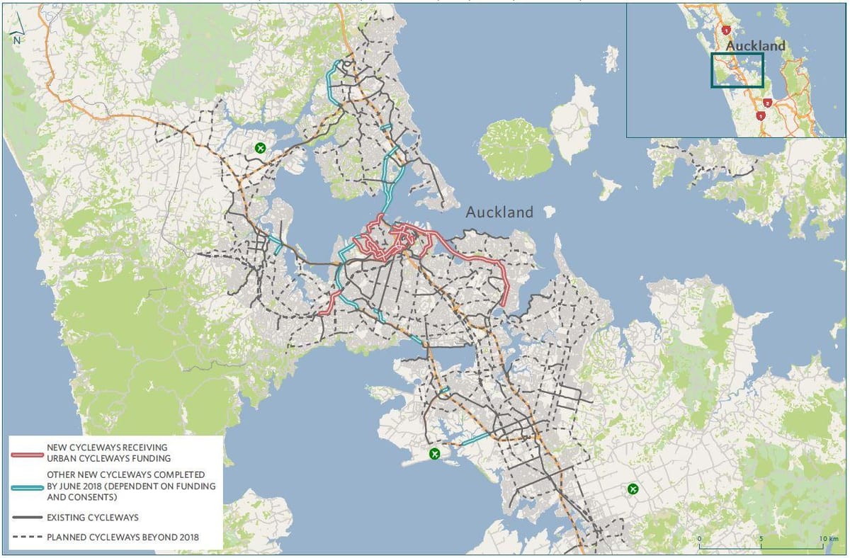 kart over cycleway Auckland kart