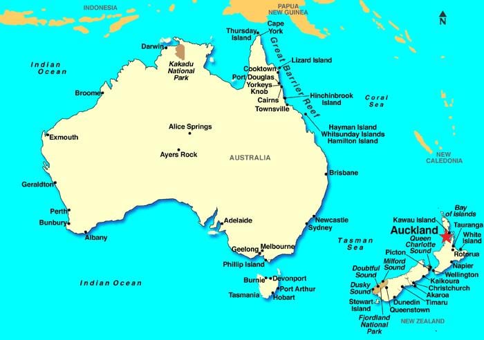 Auckland i verden kart