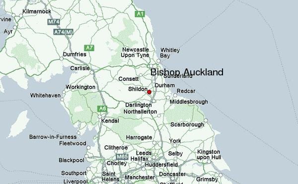 kart av Bishop Auckland