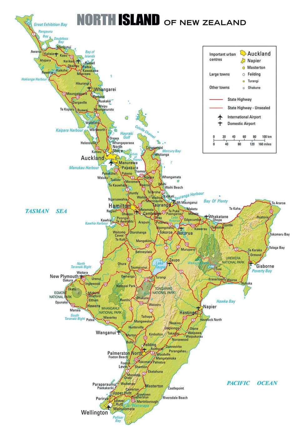 kart av north island på New Zealand