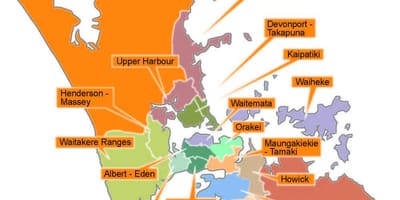 Auckland rådet grenser kart